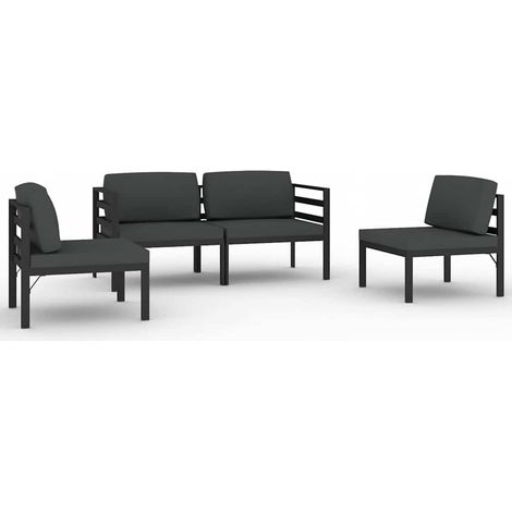 Maison Exclusive - Set muebles de jardín 4 pzas y cojines alumini (1/5)