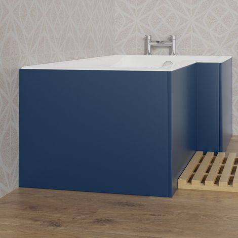 Wood 18mm MDF Painting Matte Blue 700mm L Shaped Bath End Panel