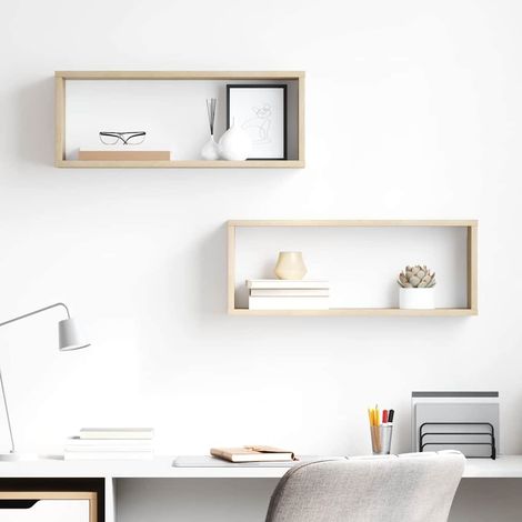 vidaXL Estante cubo pared 2 uds contrachapado roble Sonoma 60x15x23 cm (1/5)