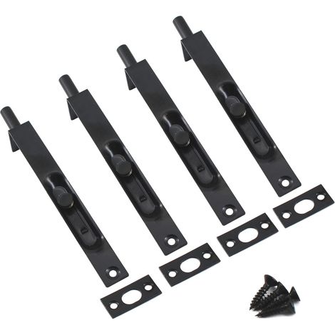 Verrou de porte encastré en acier inoxydable de 10,2 cm avec vis Argenté (4 pièces) (1/5)