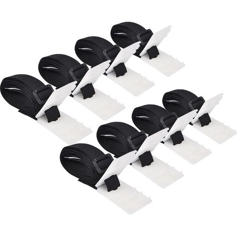 8 Sangles de fixation universelles pour enrouleur de bâche de piscine, 1,8 m, polyester et plastique, noir et blanc (1/4)