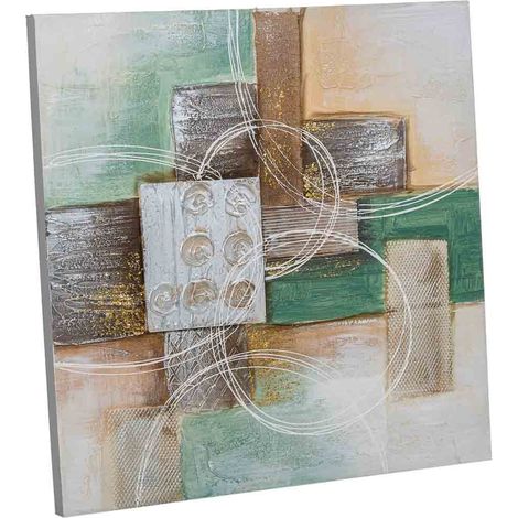 Cuadro pintado a mano con relieve azul 60x60x3 (1/5)