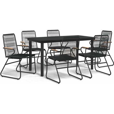 Maison Exclusive - Set da Pranzo da Giardino 7 pz Nero in Rattan PVC (1/5)