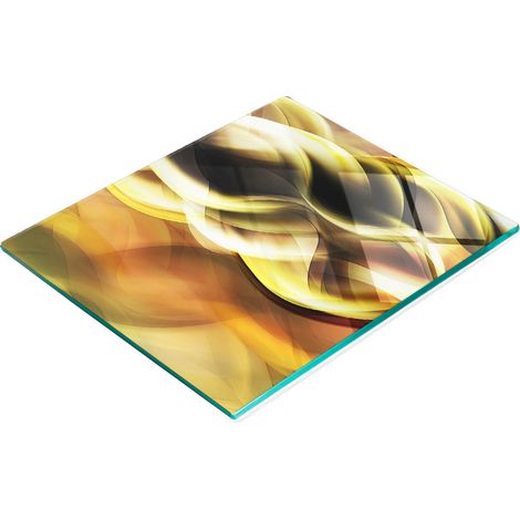 Tabla de cocina de vidrio templado con gr谩ficos decorativos, color dorado claro, 60x52 cm (1/5)