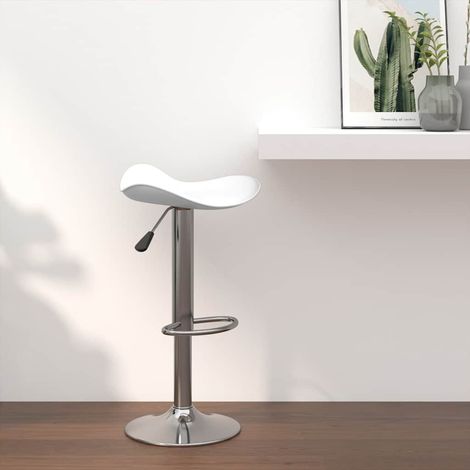 Chaise de bar Tabouret de bar - Tabouret Haut Blanc Acier chromé et cuir artificiel BV199480 - BonneVie (1/5)