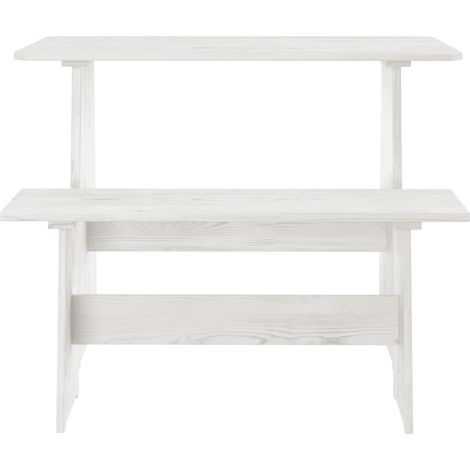 Maison Exclusive - Esstisch mit Bank REINE Weiß Massivholz Kiefer