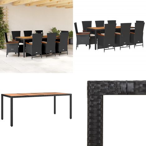 9-tlg. Garten-Essgruppe mit Kissen Schwarz Poly Rattan - Gartenmöbel - Essgruppe - Rattan Möbel - Outdoor Möbel - Terrassenmöbel - Home & Living (1/5)