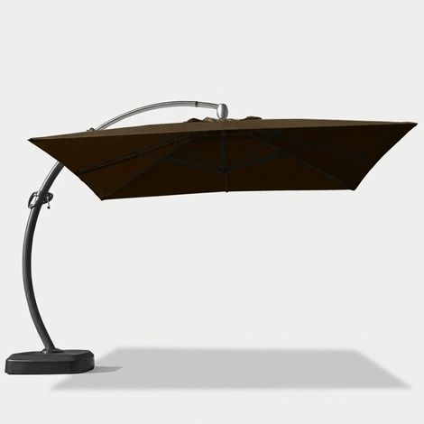 Ombrellone da giardino anti uv a braccio in alluminio a palo decentrato 3,5x3,5m Copenaghen Brown