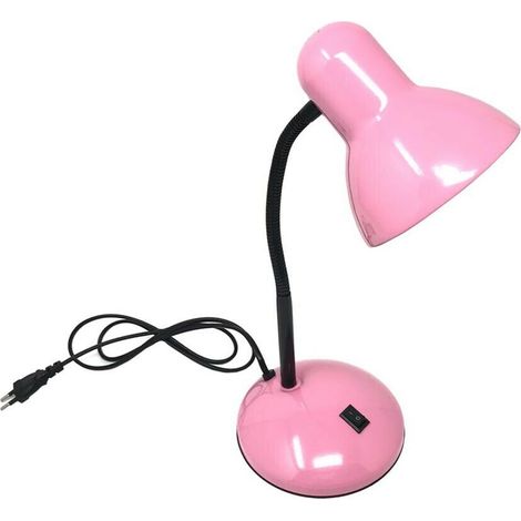 Lumetto Da Scrivania Braccio Snodabile Lampada Porta Lampadina E27 Lume Rosa (1/2)
