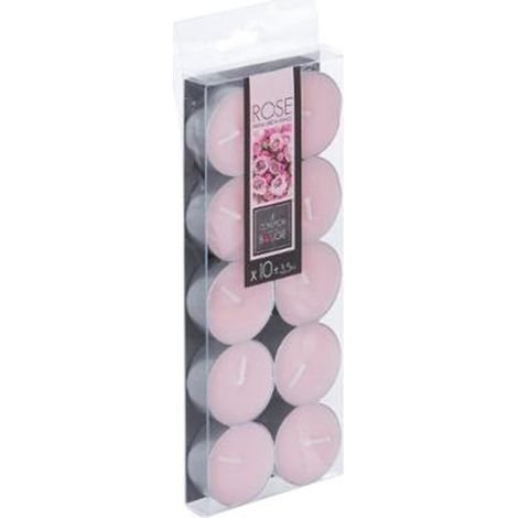Lot de 10 Bougies Chauffe-Plat Parfumées 3,7cm Rose (1/2)