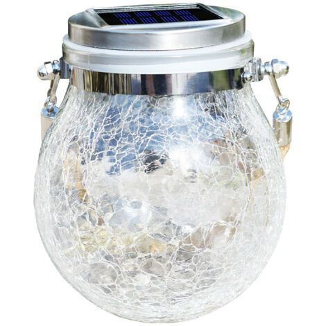 Solaire Exterieur Jardin, 30 LED Boule de Lumière Solaire Craquelée Verre Lampe Suspendue Mason Jar avec Paille Eclairage IP65 Etanche Pour Pelouse, Fête, Cour, Mariage(Multicolore) (1/5)