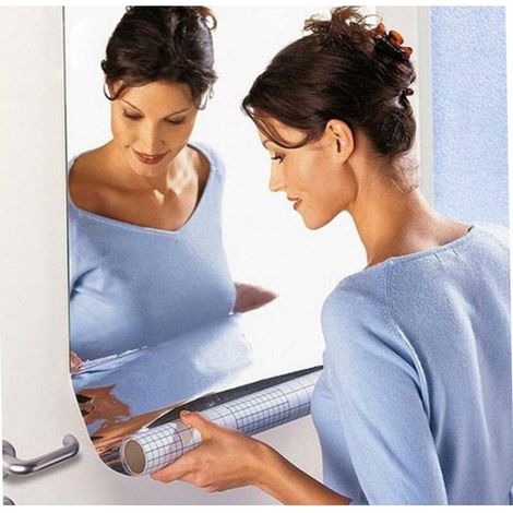 Plaque de miroir flexible autocollante en plastique 50 x 200 cm - sans verre - pour la décoration de la maison - 0,2 mm dépaisseur