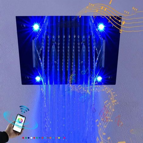 Ciel de pluie connecté led thermostatique chrome, Oslo (1/5)