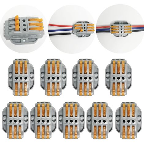 9 pcs SPL-3 Connecteur Electrique, Connecteur à Ecrou à levier Connecteurs de fils compacts, Connecteurs de fil avec vis de fixation (1/4)