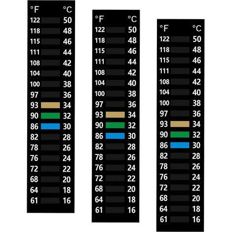 Set mit 3 Aquarium-Thermometerstreifen, 15–50 °C (61–122 °F), gut ablesbares, selbstklebendes Aquarium-Thermometer, Teststreifen für Aquarien, selbstklebende Temperaturanzeige für Aquarien und Wasserm