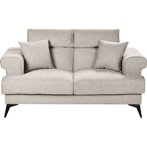 Canapé 2 Places Moderne en Tissu avec Appuis-Tête Réglables Taupe Skive