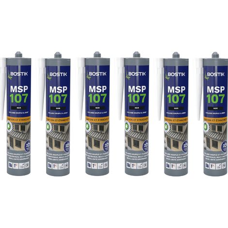 Lot de 6 mastics MS polymères de fixation et étanchéité 290 ml noir - BOSTIK MSP107-NOIRx6 (1/2)