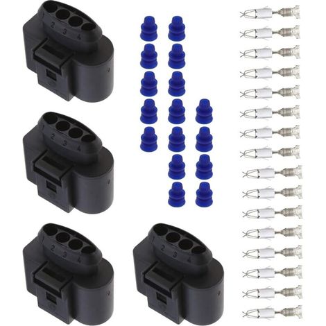 Sets of 4-Pin Female Car Connectors with Female Terminals and Seals, Connector for Car Ignition Coil 1J0973724 (1/5)