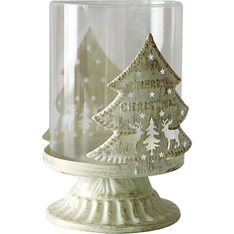 Chandelier À Bougie - Support À Bougie En Verre Avec Base En Plastique - Décoration De Table De Noël - Hauteur 12 Cm - Diamètre De Base 8 Cm - 1 Pièce (1/2)