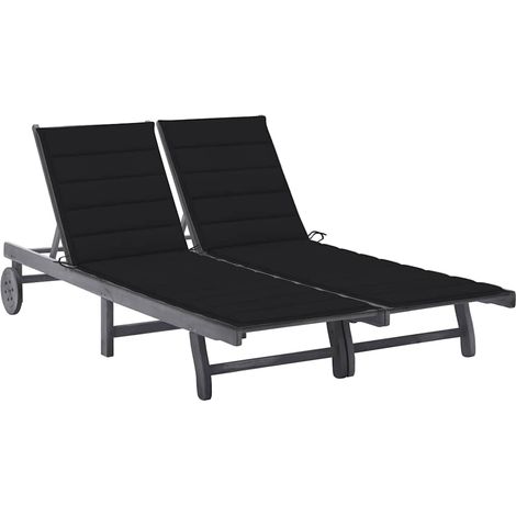 vidaXL Tumbona de jardín 2 personas y cojines madera maciza de acacia (1/5)