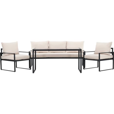Salon de Jardin 5 Places "Catania" 179cm Noir (1/5)