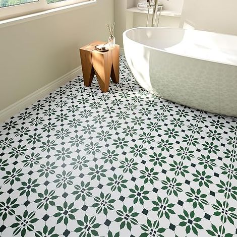 Adhesive Floor Tiles Green 30 cm x 3 m Roll of PVC Adhesive (1/5)