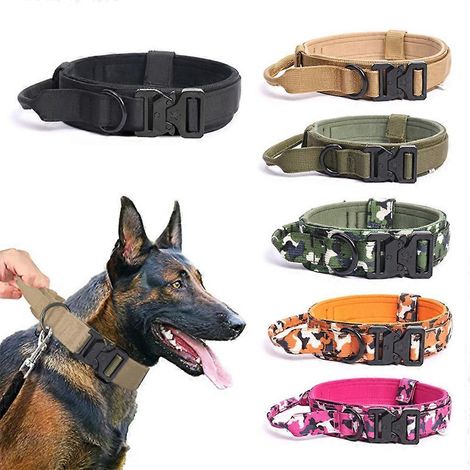 Collier de dressage pour chien, réglable et à ouverture rapide, avec poignée - Taille XL - Noir (1/4)