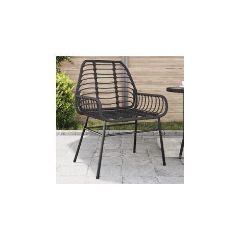 Chaises de jardin 2 pcs Noir Résine tressée (1/5)