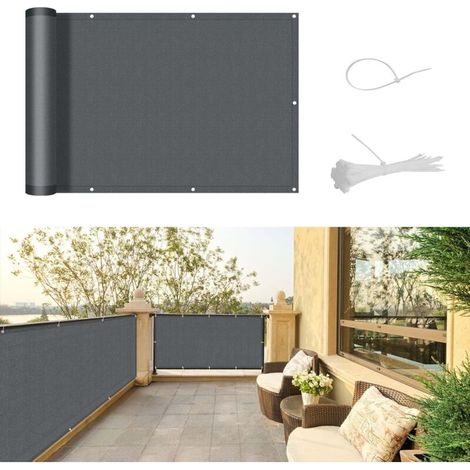 Brise Vue Balcon 90x300cm Cache Vue Balcon,Protection UV,Coupe-Vent et Imperméable,pour Terrasse Jardin Balcon Patio,avec Attaches de câble,Anthracite
