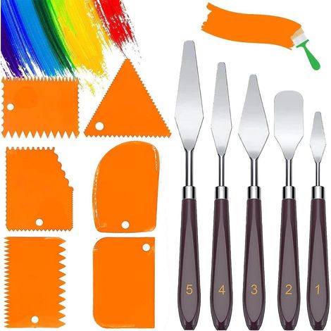 Spachtel Set 11 Stück Palette Messer Abstreifermesser Acryl RM-GB-01 (1/5)