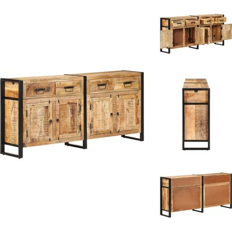 Buffet 172x35x80 cm Bois de manguier massif - Buffet - Meuble De Rangement - Bois Massif - Manguier - Design Rustique (1/5)