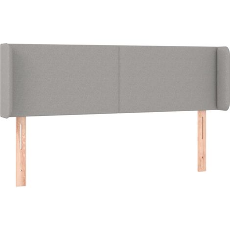 Tête de lit accessoire couchage chambre à coucher meuble avec rebord latéral 147 x 16 x 78/88 cm tissu gris clair TDL0205263
