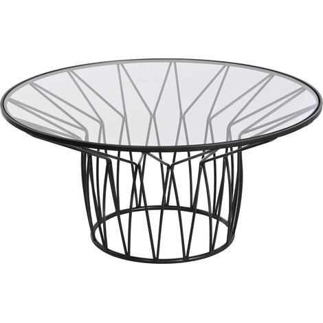 Table basse design métallique noire élégante - Noir métallique avec plateau en verre (1/4)