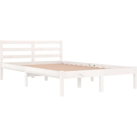Bed Frame without Mattress Solid Wood Pine 120x200cm White vidaXL (1/4)