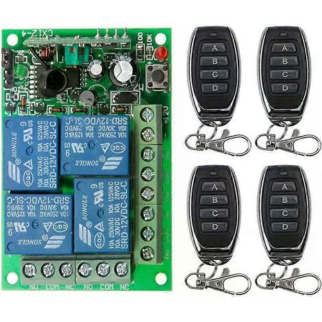 Für DC12V 24V 4CH 4 CH Drahtloser RF-Fernbedienungs-Lichtschalter 10A Relaisausgang Funkempfängermodul Schaltersteuerung Garagentore-JXLGV (1/4)