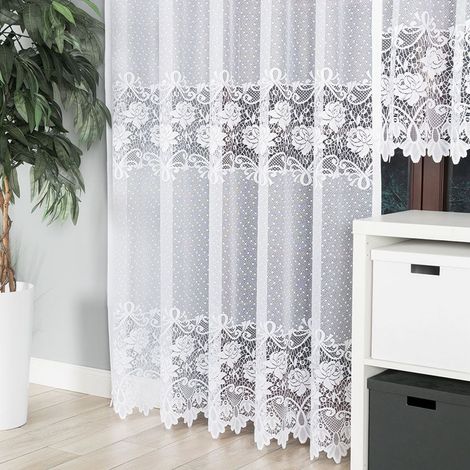 DEMETRIA - Rideau jacquard prêt-à-poser à bas droit - 200x250 cm - blanc (1/4)