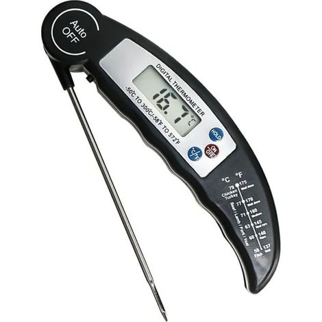 Thermomètre cuisine, thermomètre à viande lecture instantanée, écran LCD rétroéclairé, sonde pliable. (1/5)