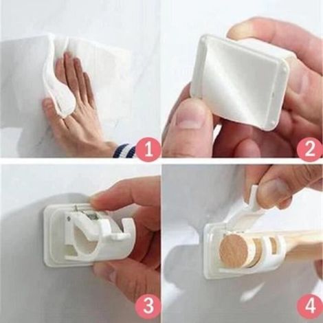 Lot de 6 Support de fixation mural pour Tringle à rideaux Crochet Mural Auto-adhésifs Tringle à Serviette Fixation sans Per,de09776