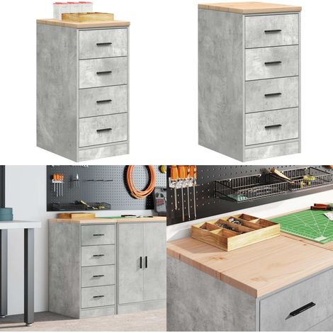 vidaXL Armoire de rangement de garage gris béton 40x51x85 cm bois pin (1/5)