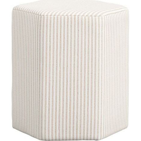 Harbour Thin Stripe Stool - Cotton Blend - L42 x W38.5 x H45.5 cm - Beige - Fully Assembled