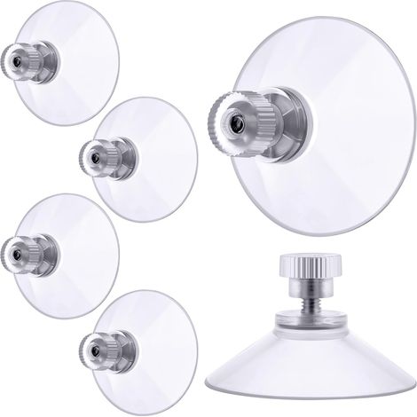 ventouse a visser, 10 Pièces 32mm Ventouses Transparentes avec Filetage, Extra Fortes PVC Plastique Suspension Rideau Isolant Ventouse pour Camping (1/5)