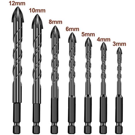PA 7-teiliges 3–12 mm Fliesen- und Glasbohrer-Set, Mehrzweck-Wolframkarbid-Bohrer-Set für Porzellan, Keramik, Spiegel, Beton, Ziegelwände, Glas (1/5)