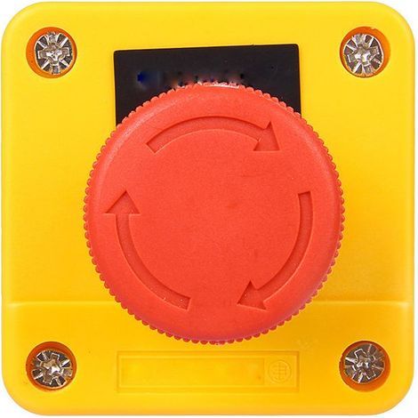 Boîtier de commande 10a, bouton-poussoir de verrouillage, interrupteur d'arrêt d'urgence, boîtier en plastique et métal, symbole champignon rouge, poste de commutation à bouton-poussoir d'arrêt d'urge (1/5)