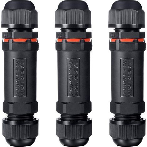 3 Stück IP68 wasserdichte Außenanschlussdosenkupplung Ø 1mm-13mm (Schwarz, PVC) (1/5)