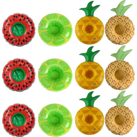 Support Pour Gobelet Gonflable - Forme De Fruit - PVC - Pour Piscine Et Fête Estivale - Lot De 12 (1/5)