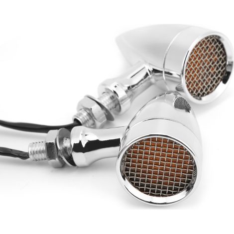 Clignotant LED Moto 2 Pièces 12V 10mm Ambre Chrome Coque Universel Feu Indicateur Motocyclette (1/5)