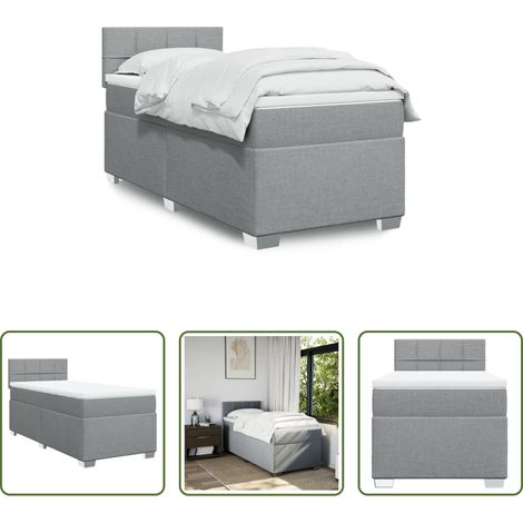 vidaXL Taschenfedern - Boxspringbett mit Matratze Hellgrau 100x200 cm Stoff (1/5)