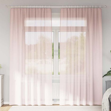 Voile Vorhänge mit Stangentaschen 2 Stk. Hellrosa