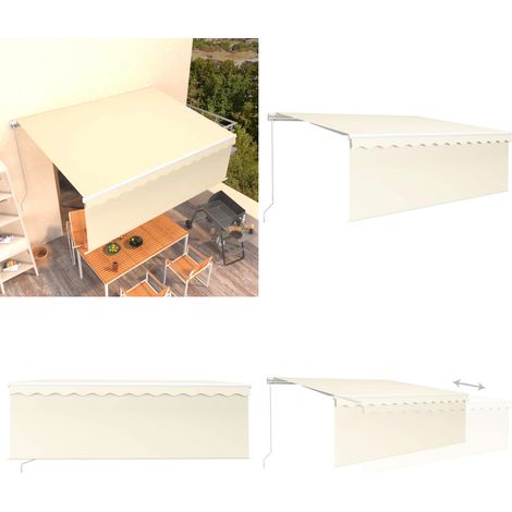 Markise Manuell Einziehbar mit Rollo 4x3 m Creme - Außenmarkise - Manuelle Markise (1/5)