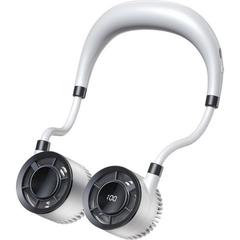 Ventilador De Cuello - Recargable - Con Pantalla Led - Plegable - Usb - Plástico - Para Viaje Oficina Exterior - 16 X 32 X 5 4 Cm - 1 Unidad (1/5)